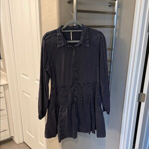 Free People Long Sleeve Dress in Dark Blue